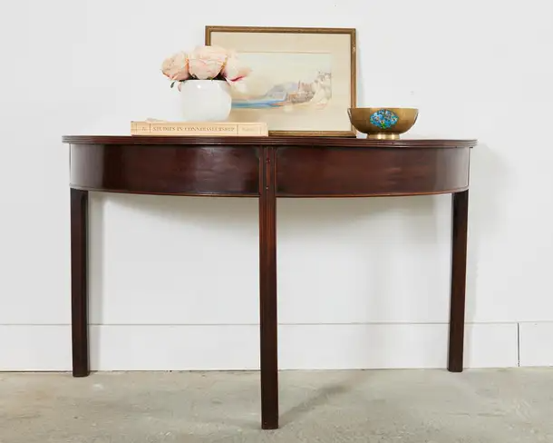 Pair of 19th Century Georgian Mahogany Demilune Console Tables