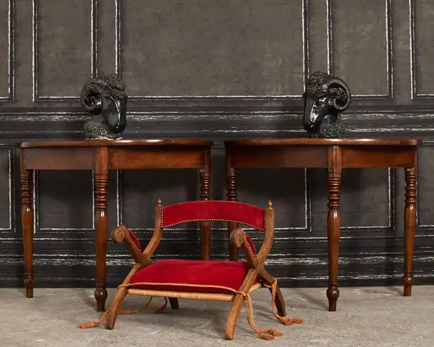 Regency Style Oak Camel Elephant Saddle Stool with Curule Legs