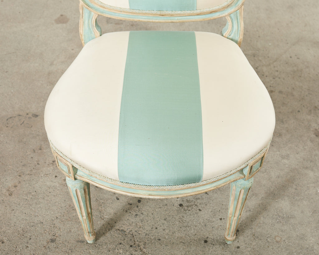 Pair of Dennis & Leen Louis XVI Style Painted Dining Chairs