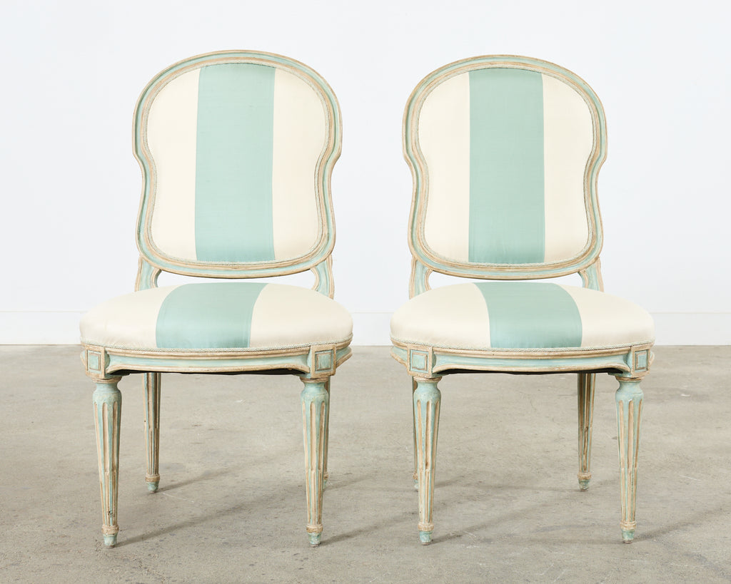Pair of Dennis & Leen Louis XVI Style Painted Dining Chairs