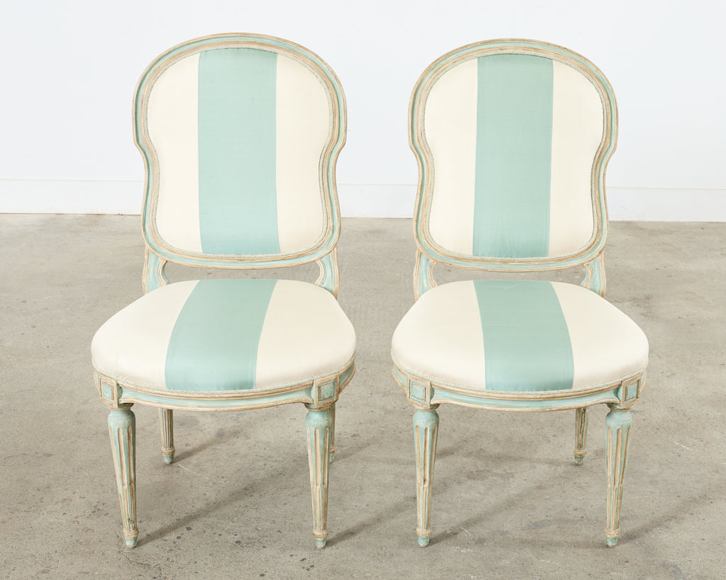 Pair of Dennis & Leen Louis XVI Style Painted Dining Chairs