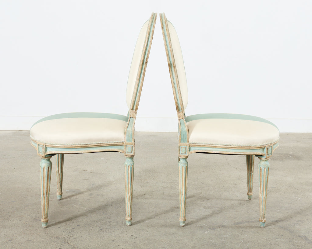 Pair of Dennis & Leen Louis XVI Style Painted Dining Chairs