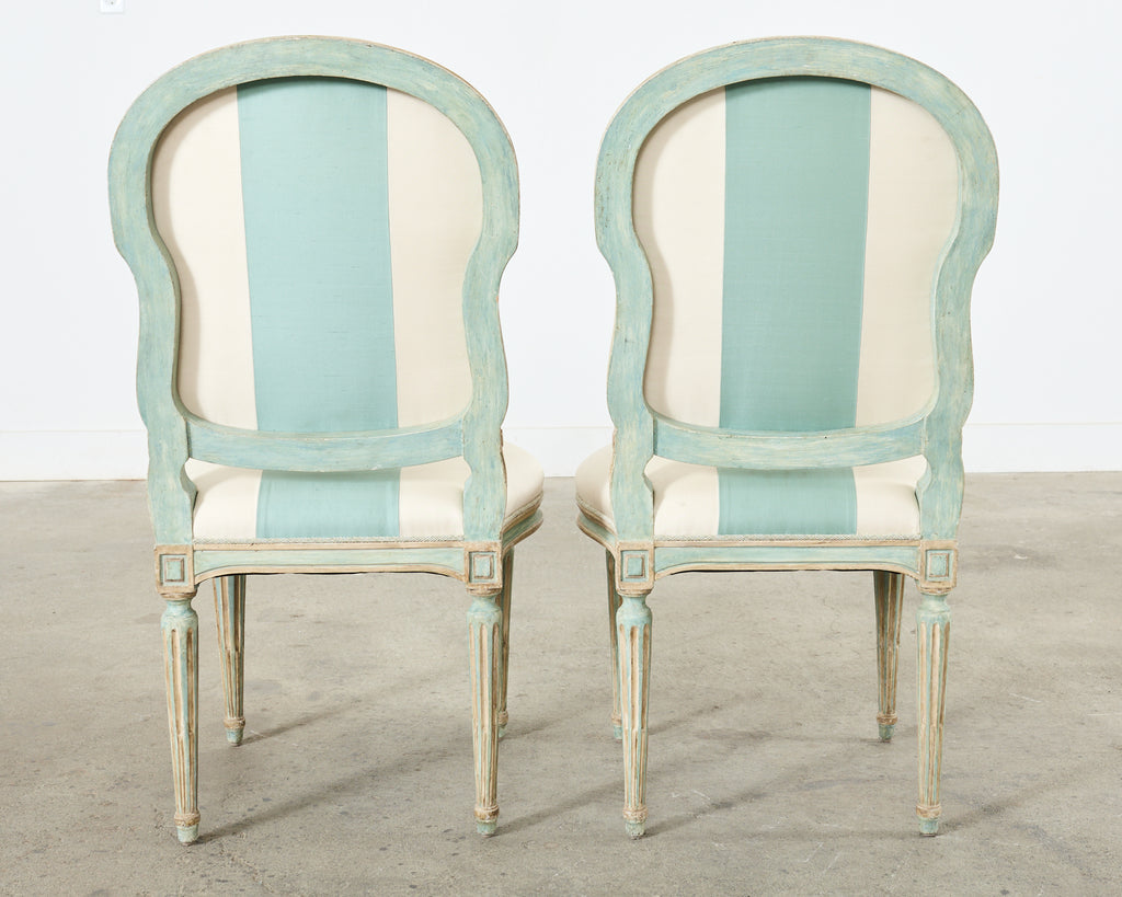 Pair of Dennis & Leen Louis XVI Style Painted Dining Chairs