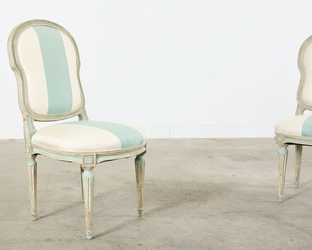 Pair of Dennis & Leen Louis XVI Style Painted Dining Chairs