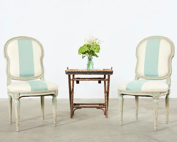Pair of Dennis & Leen Louis XVI Style Painted Dining Chairs