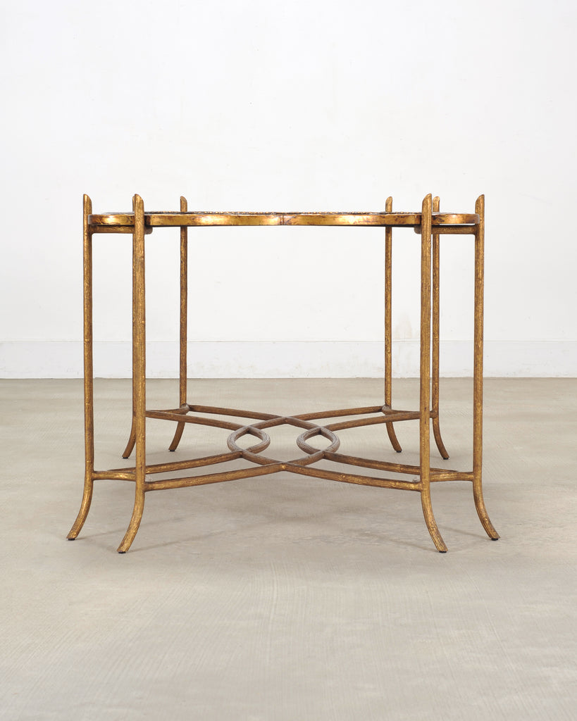 Dennis & Leen Chinoiserie Iron Gilt Tall Tray Cocktail Table