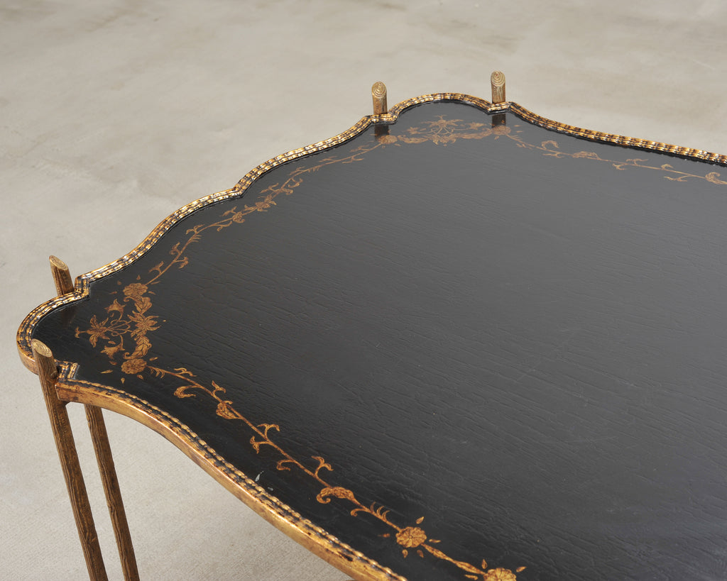 Dennis & Leen Chinoiserie Iron Gilt Tall Tray Cocktail Table