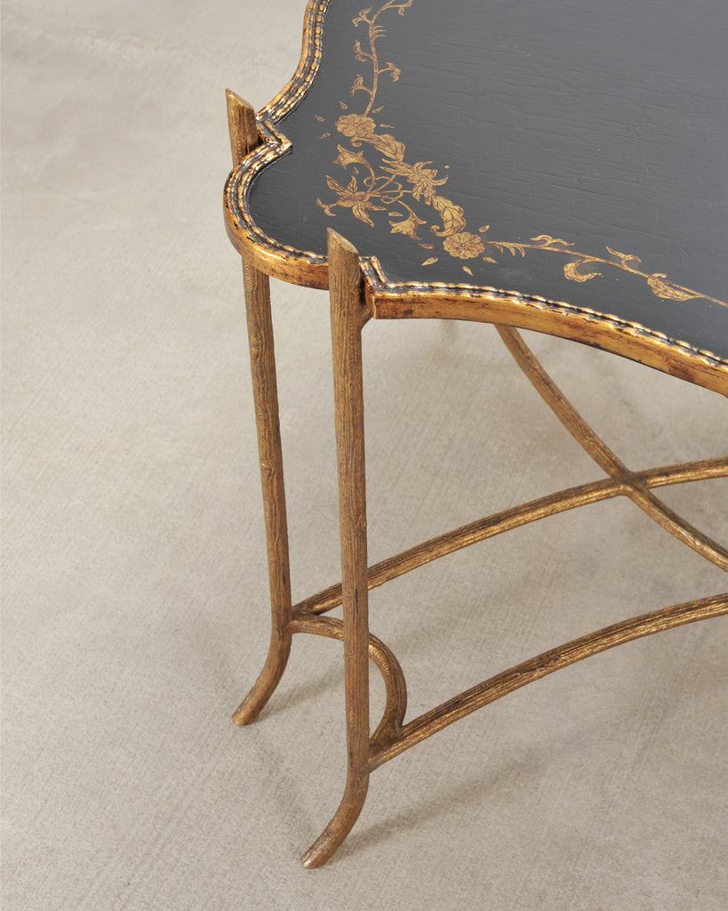 Dennis & Leen Chinoiserie Iron Gilt Tall Tray Cocktail Table
