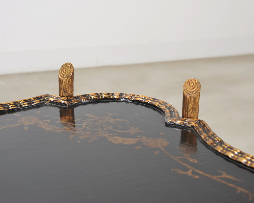 Dennis & Leen Chinoiserie Iron Gilt Tall Tray Cocktail Table