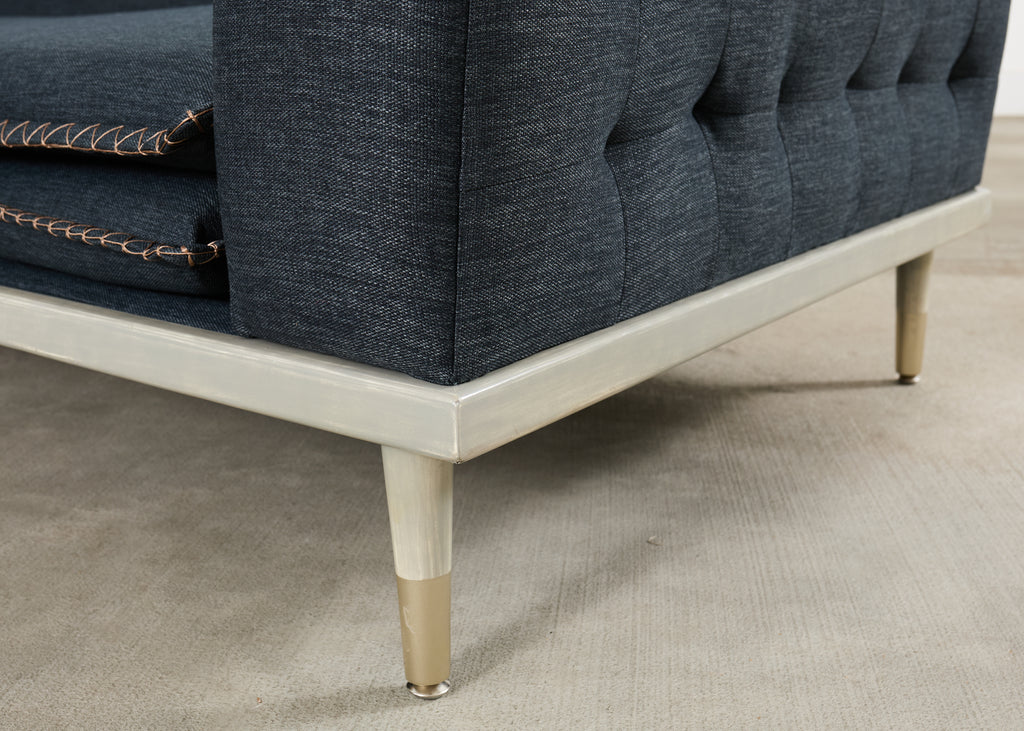 Midcentury Roche Bobois Style Denim Platform Sofa