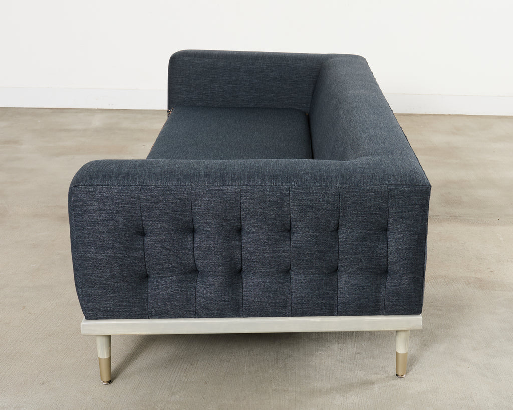 Midcentury Roche Bobois Style Denim Platform Sofa