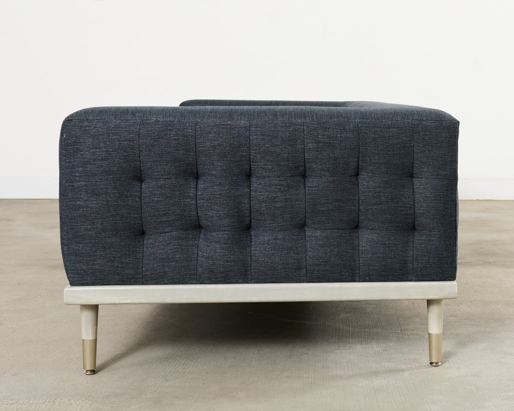 Midcentury Roche Bobois Style Denim Platform Sofa