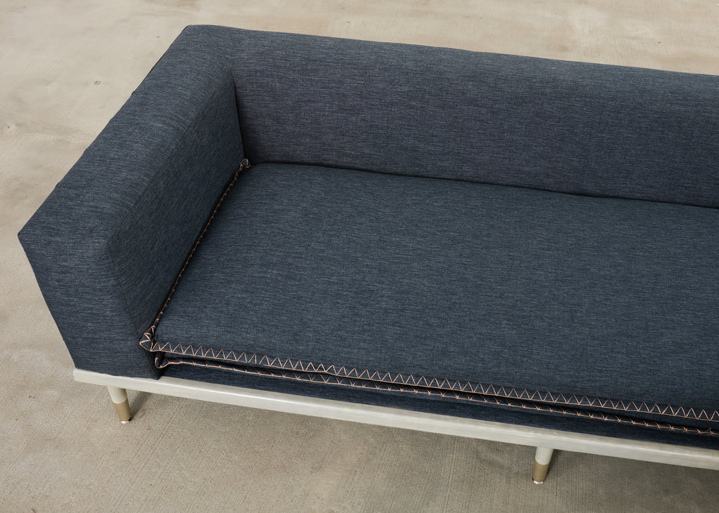 Midcentury Roche Bobois Style Denim Platform Sofa