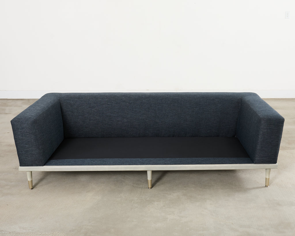 Midcentury Roche Bobois Style Denim Platform Sofa