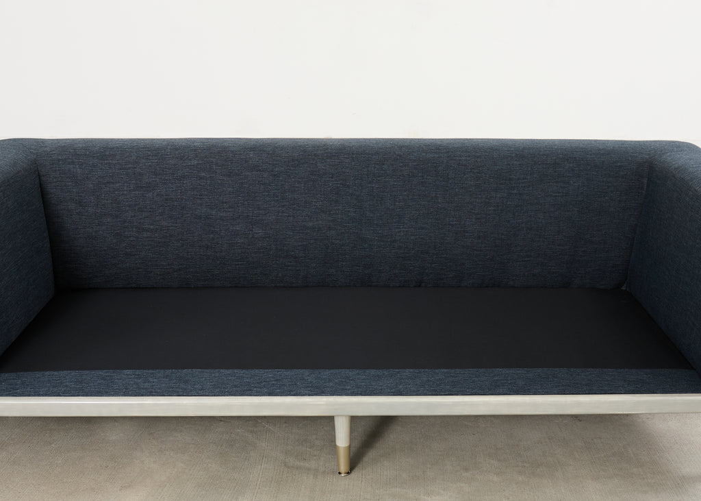 Midcentury Roche Bobois Style Denim Platform Sofa