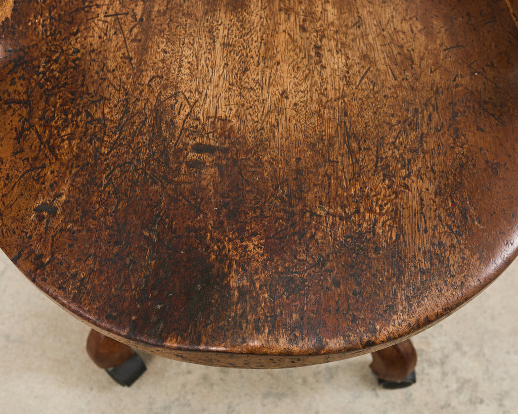 19th Century English Victorian Swivel Captains Desk Chair