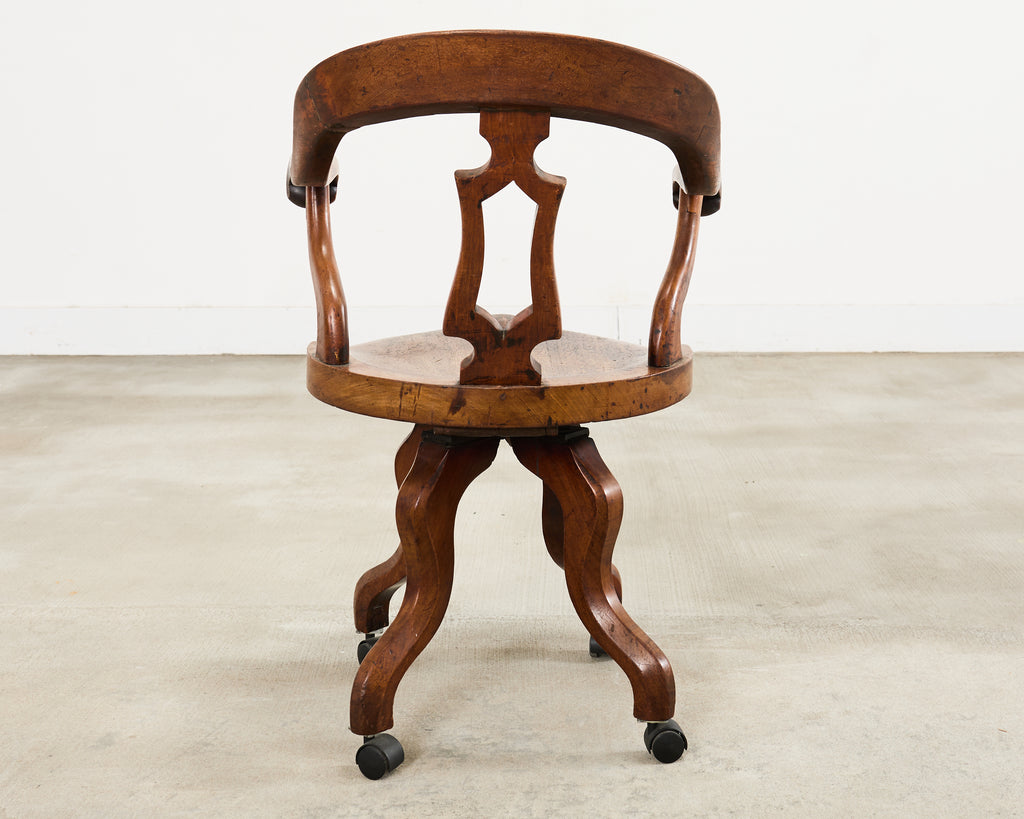 19th Century English Victorian Swivel Captains Desk Chair