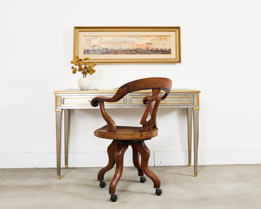 19th Century English Victorian Swivel Captains Desk Chair