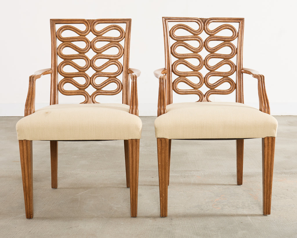 Pair of Dessin Fournir Ribbon-Back Oak Dining Armchairs