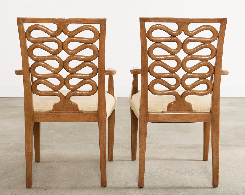 Pair of Dessin Fournir Ribbon-Back Oak Dining Armchairs