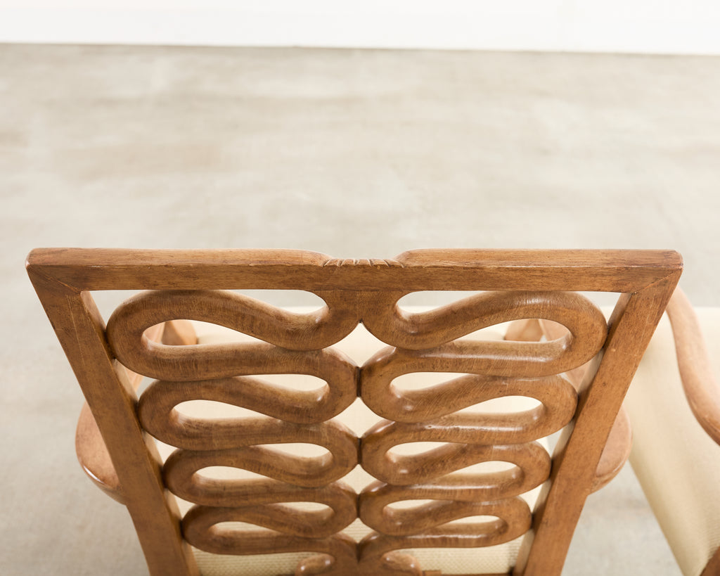 Pair of Dessin Fournir Ribbon-Back Oak Dining Armchairs