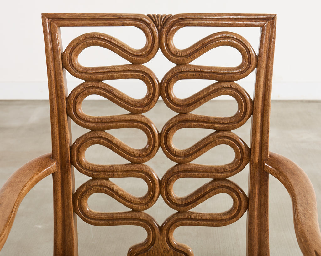 Pair of Dessin Fournir Ribbon-Back Oak Dining Armchairs