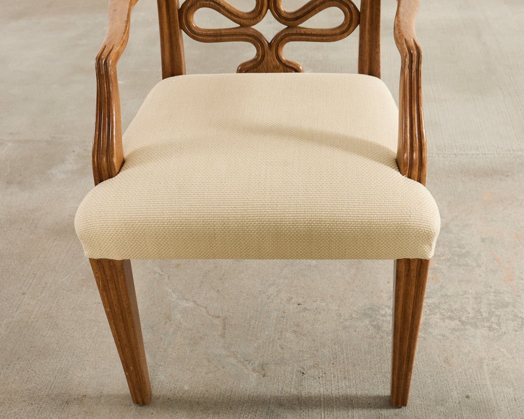 Pair of Dessin Fournir Ribbon-Back Oak Dining Armchairs