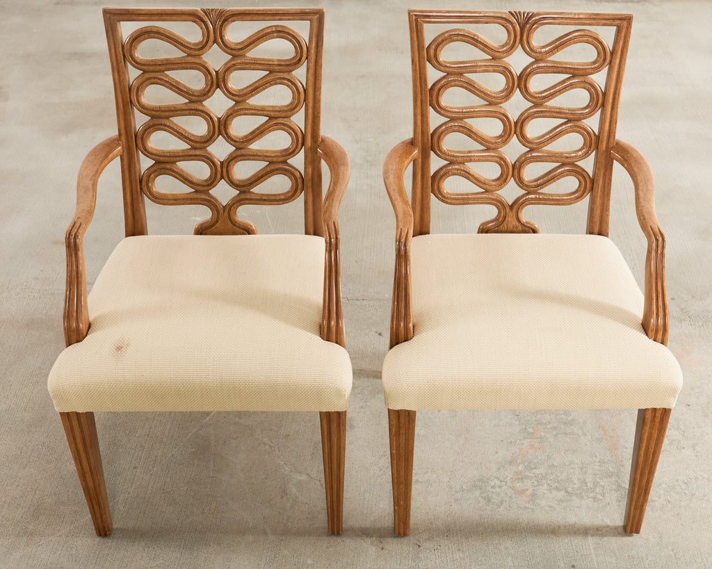 Pair of Dessin Fournir Ribbon-Back Oak Dining Armchairs