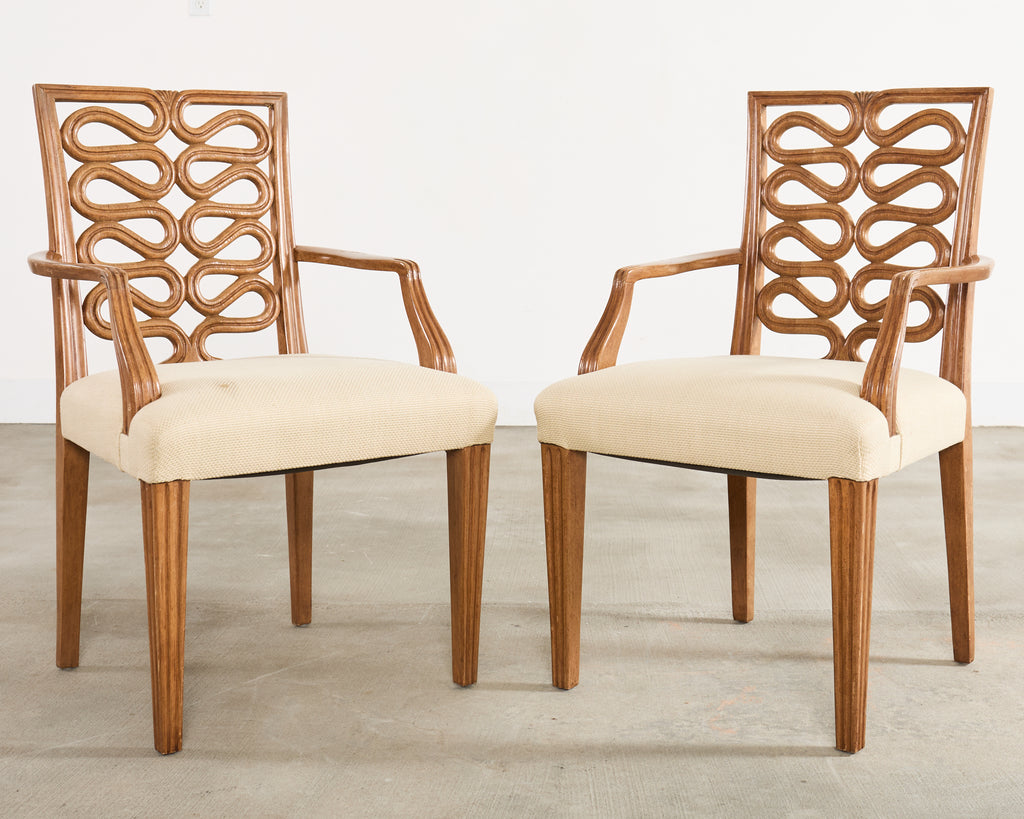 Pair of Dessin Fournir Ribbon-Back Oak Dining Armchairs