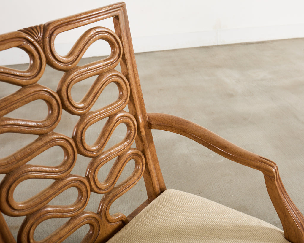 Pair of Dessin Fournir Ribbon-Back Oak Dining Armchairs