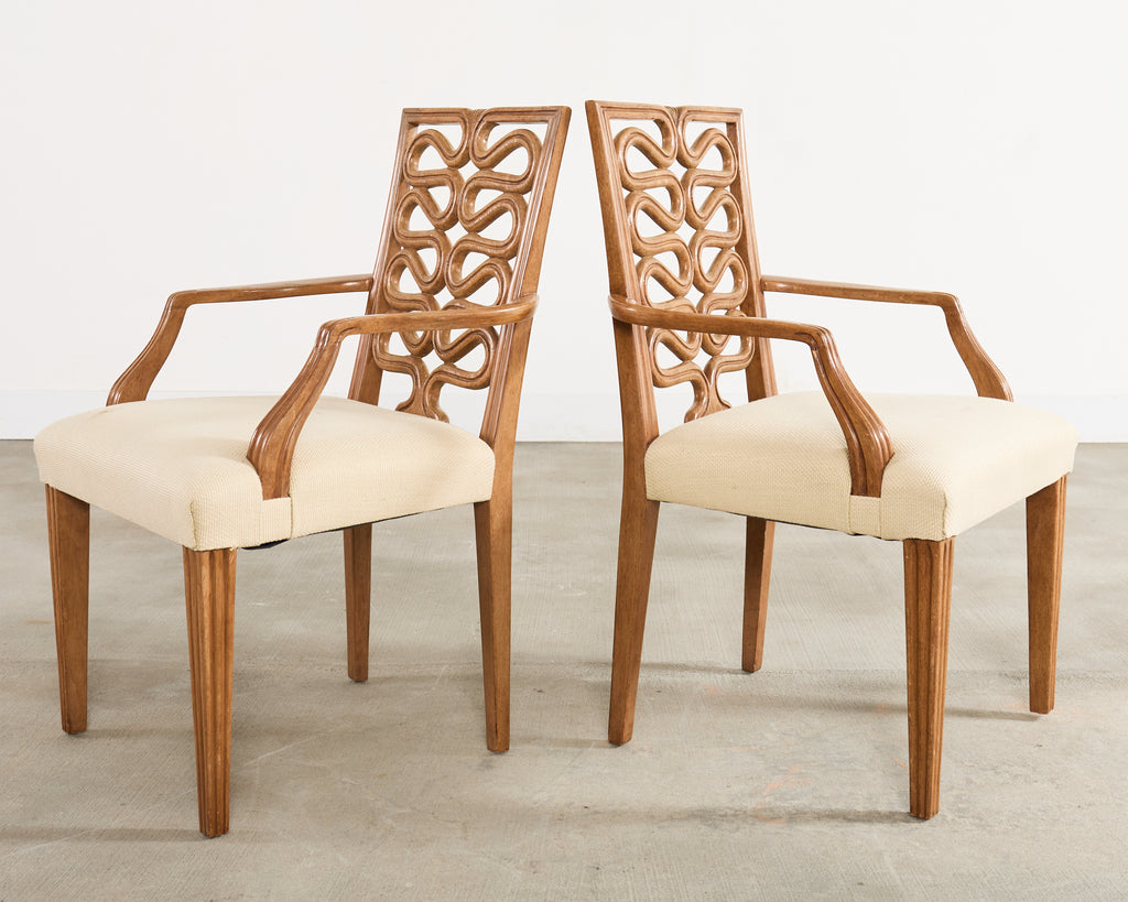 Pair of Dessin Fournir Ribbon-Back Oak Dining Armchairs
