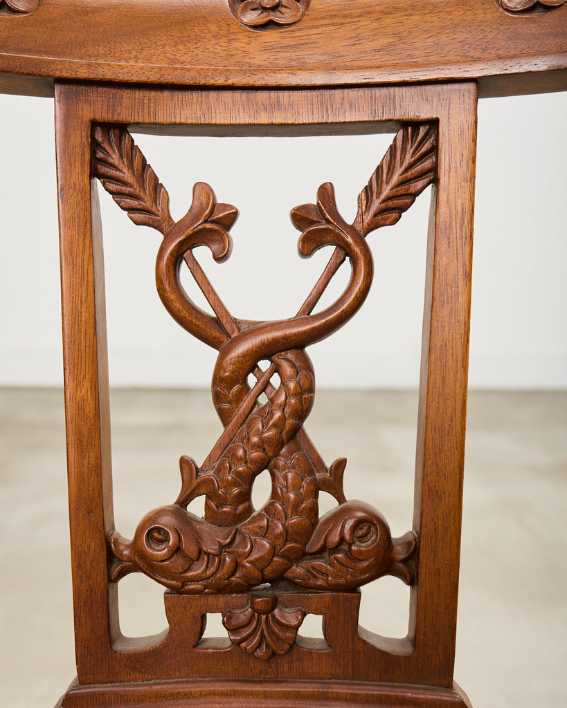 Pair of Napoleonic Empire Style Gondola Chairs with Dolphins