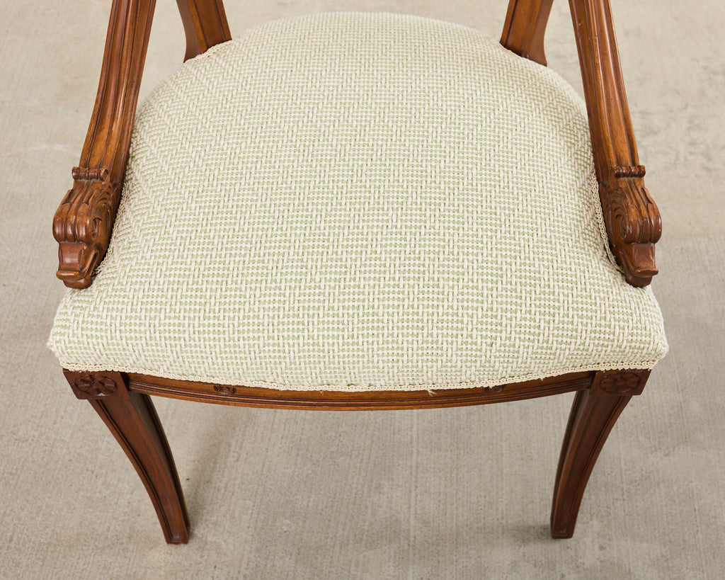 Pair of Napoleonic Empire Style Gondola Chairs with Dolphins