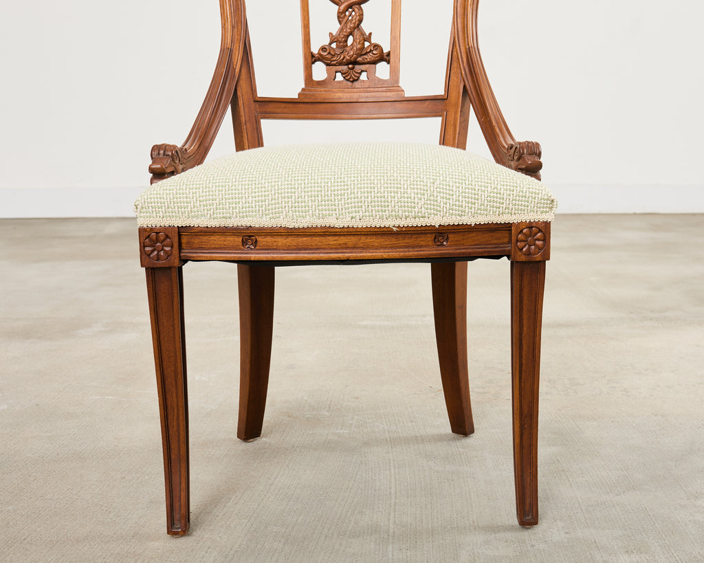 Pair of Napoleonic Empire Style Gondola Chairs with Dolphins