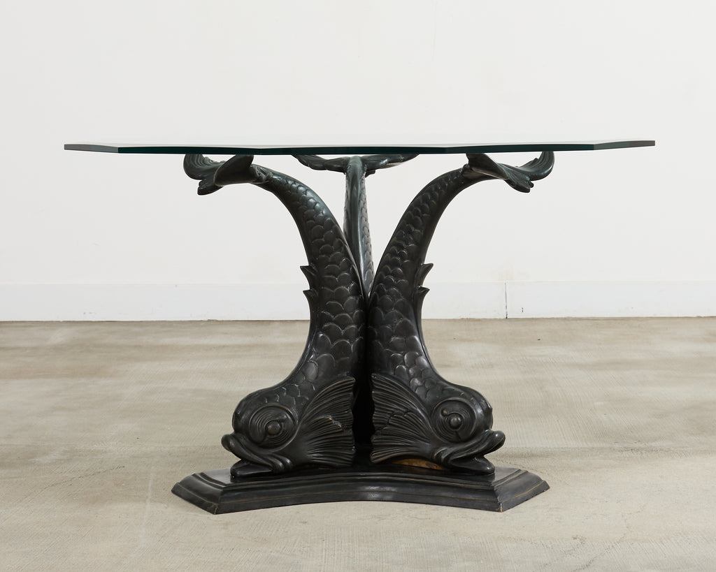 Neoclassical Venetian Grotto Style Bronze Center Dining Table