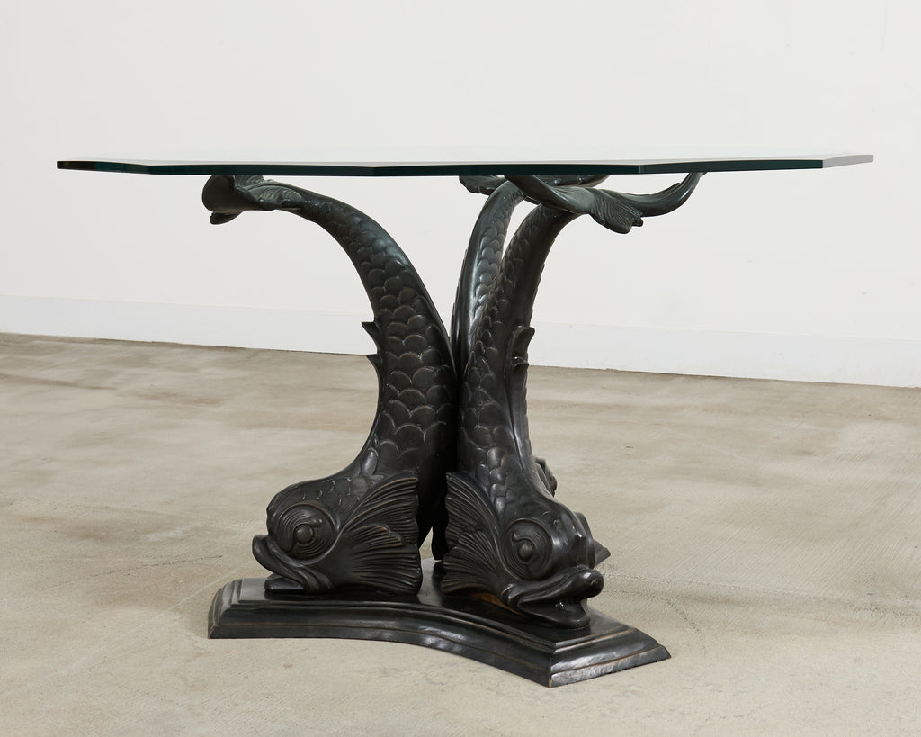 Neoclassical Venetian Grotto Style Bronze Center Dining Table