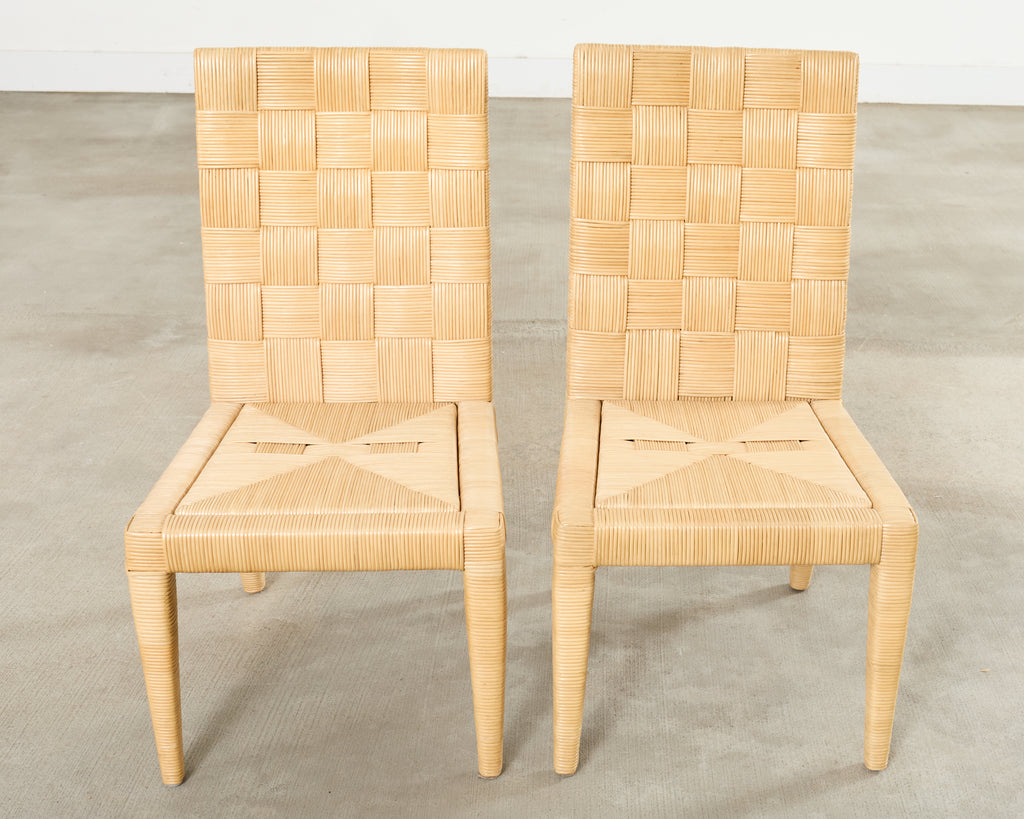 Set of John Hutton for Donghia Block Island Cane Dining Chairs