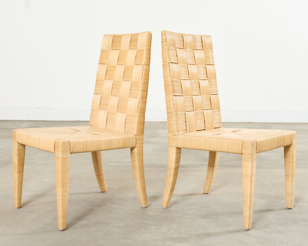 Set of John Hutton for Donghia Block Island Cane Dining Chairs