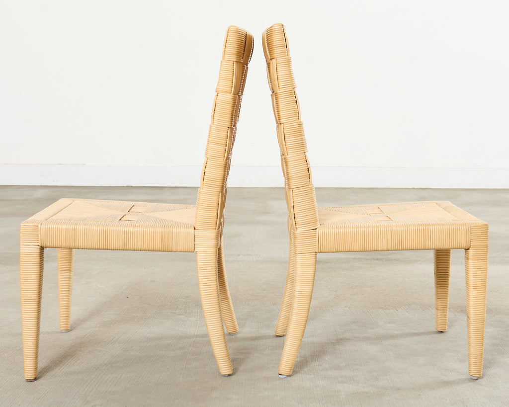 Set of John Hutton for Donghia Block Island Cane Dining Chairs