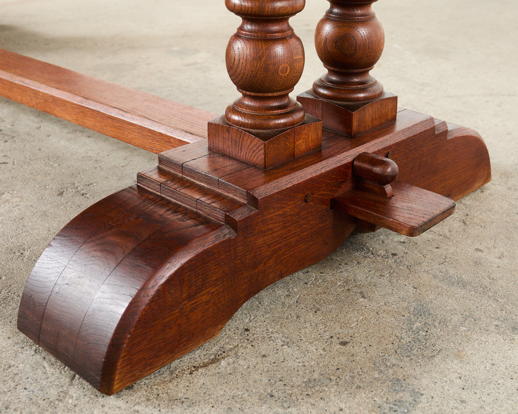 Country French Provincial Style Oak Farmhouse Trestle Dining Table