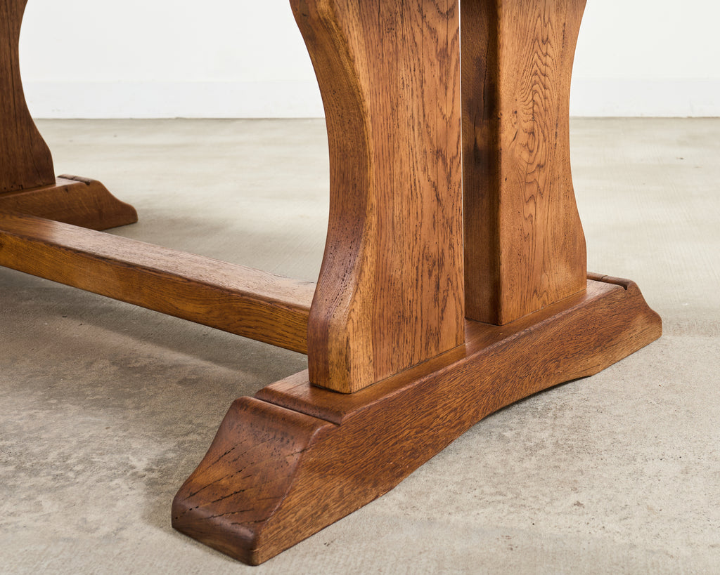 French Provincial Oak Country Farmhouse Trestle Dining Table