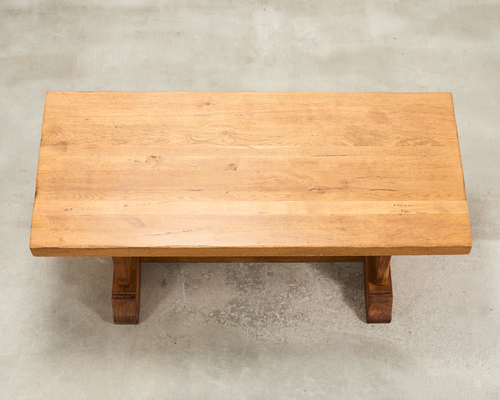 French Provincial Oak Country Farmhouse Trestle Dining Table