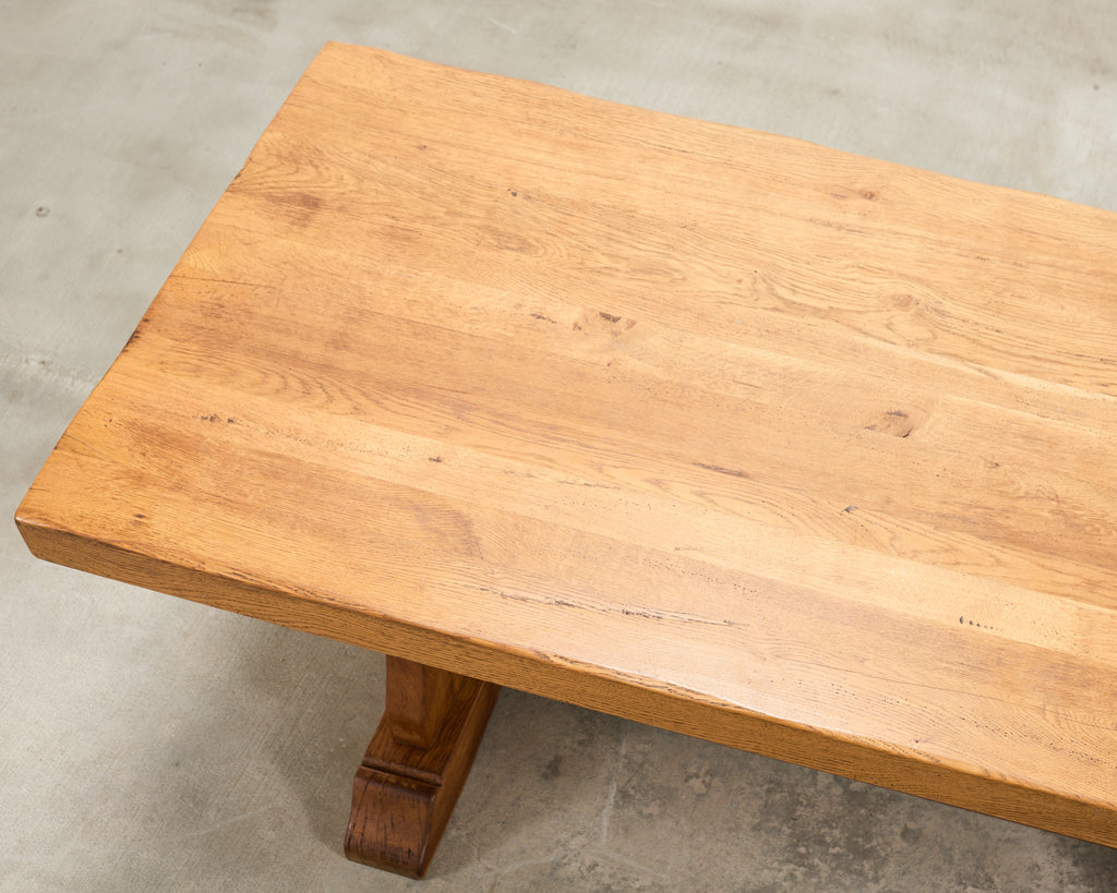 French Provincial Oak Country Farmhouse Trestle Dining Table