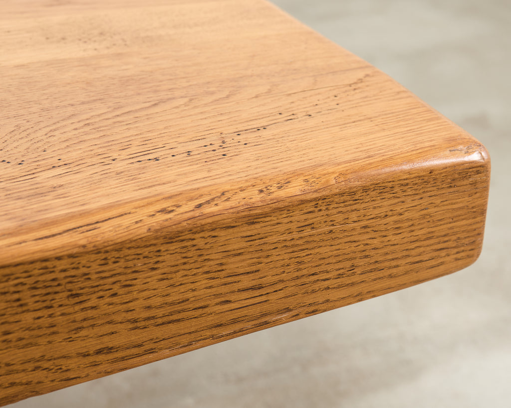 French Provincial Oak Country Farmhouse Trestle Dining Table