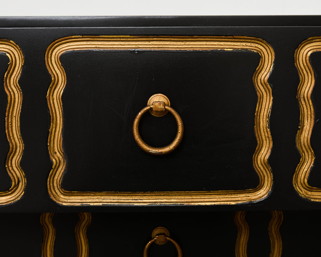 Set of Three Dorothy Draper Espana Chests in Black Bean