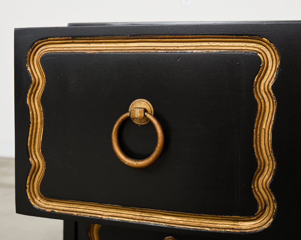 Set of Three Dorothy Draper Espana Chests in Black Bean