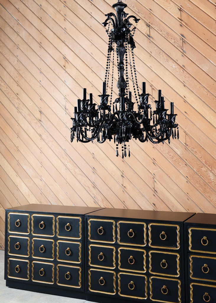 Set of Three Dorothy Draper Espana Chests in Black Bean