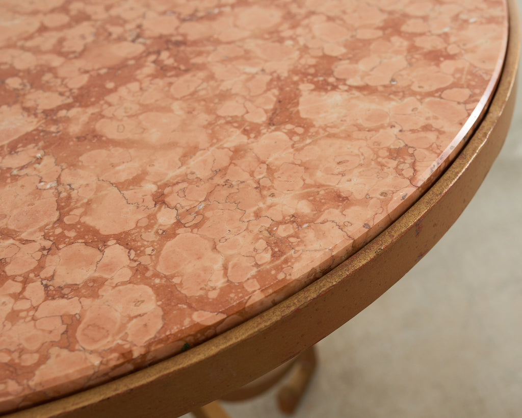 Pair of Arturo Pani Style Iron Marble Top Drink Tables