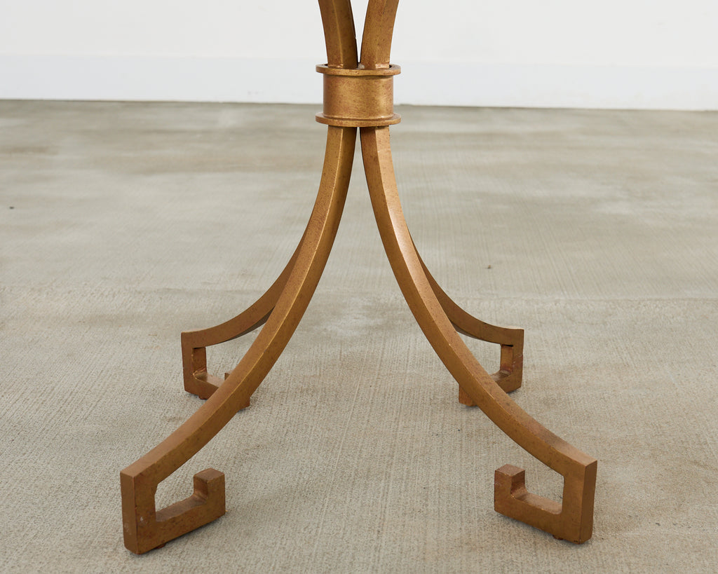 Pair of Arturo Pani Style Iron Marble Top Drink Tables