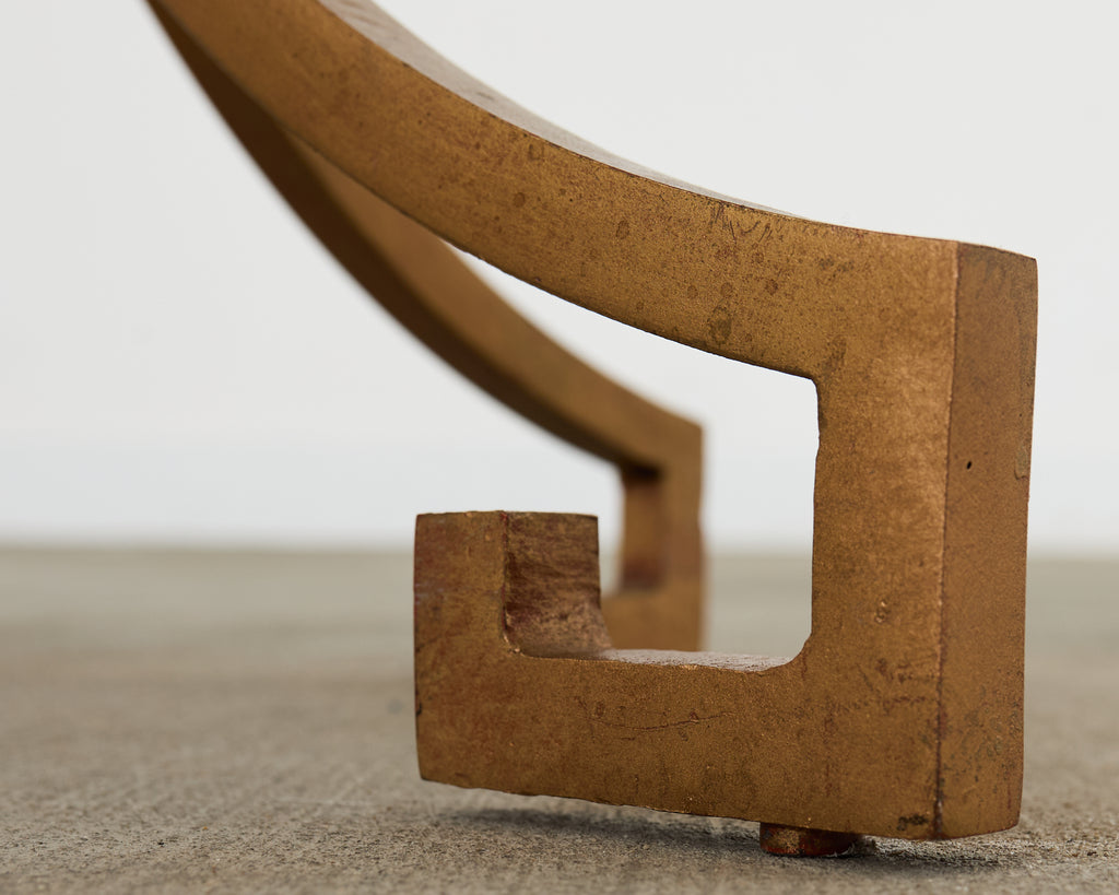 Pair of Arturo Pani Style Iron Marble Top Drink Tables